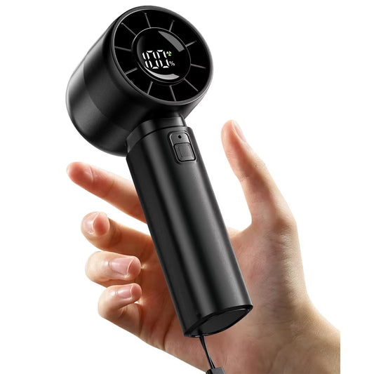 Handheld Mini Fan 4000Mah Battery Portable Rechargeable Fan with LED Display 5 Speed Turbo Fan for Beach Travel Vacation